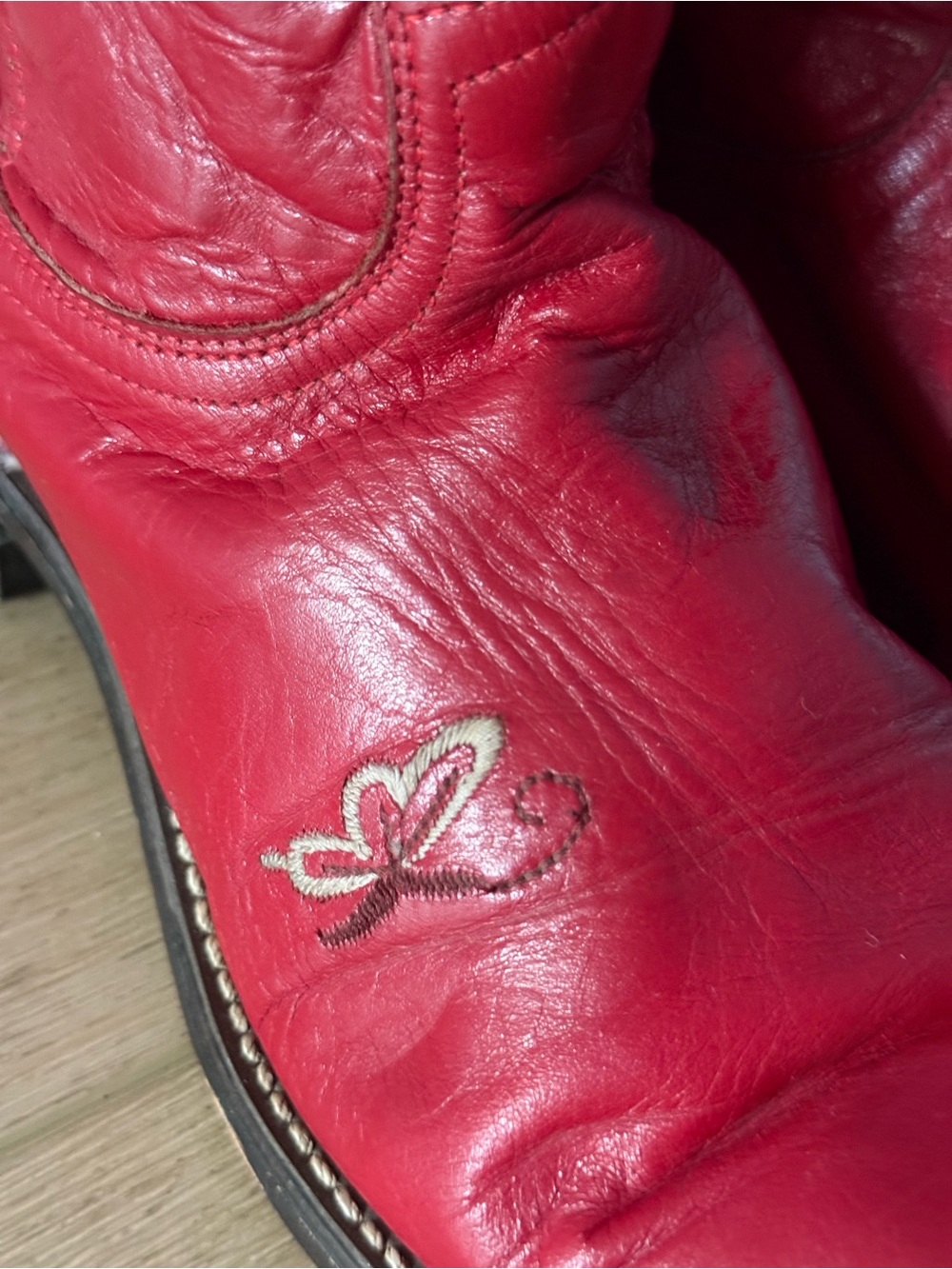 Red Leather Western Cowboy Boots - Picture 3 of 4